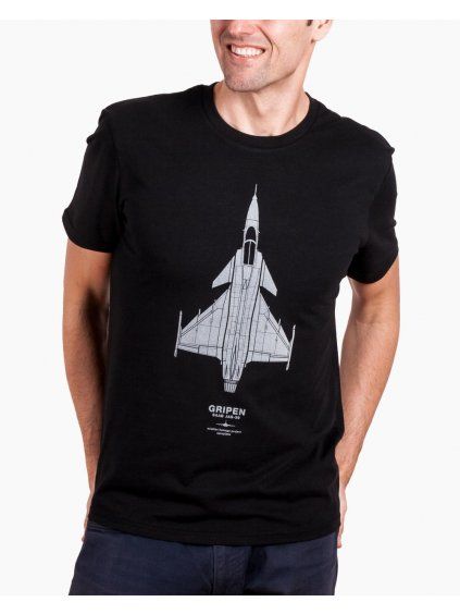 cerne tricko s letadlem jas39 gripen eeroplane 01