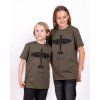 detske khaki tricko s potiskem letadlo supermarine spitfire eeroplane